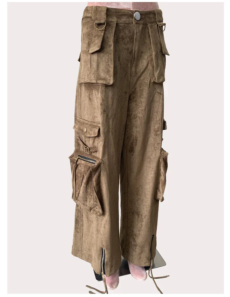 Suede Leather Pants Brown