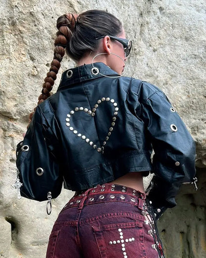Gothic Leather Jacket Black