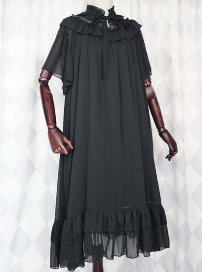 Cat & Mermaid Shell Sleeve Lolita Chiffon Dress