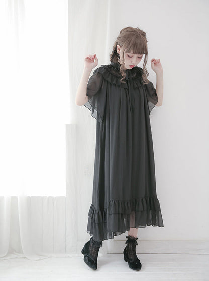 Cat & Mermaid Shell Sleeve Lolita Chiffon Dress