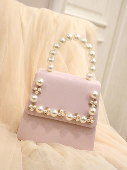 Pearl Deco Flap Bag With Chain Strap