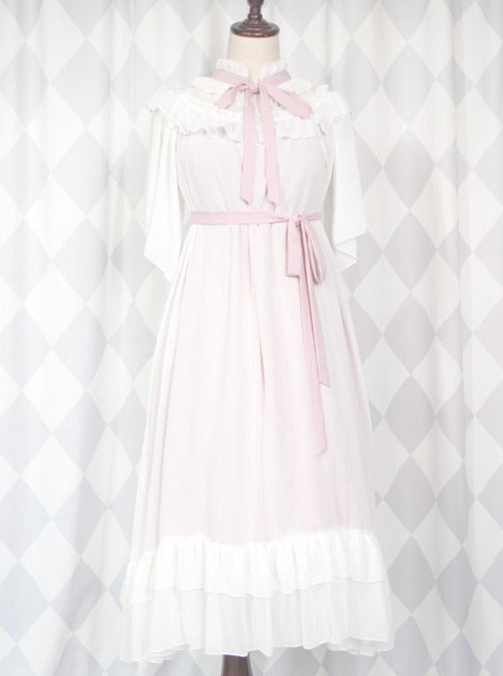 Cat & Mermaid Shell Sleeve Lolita Chiffon Dress