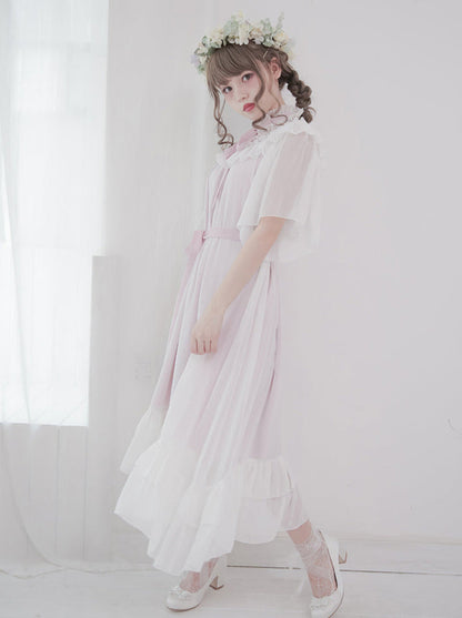 Cat & Mermaid Shell Sleeve Lolita Chiffon Dress