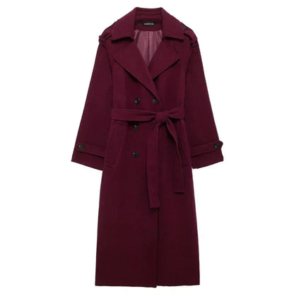 Woolen Classic Coat Burgundy