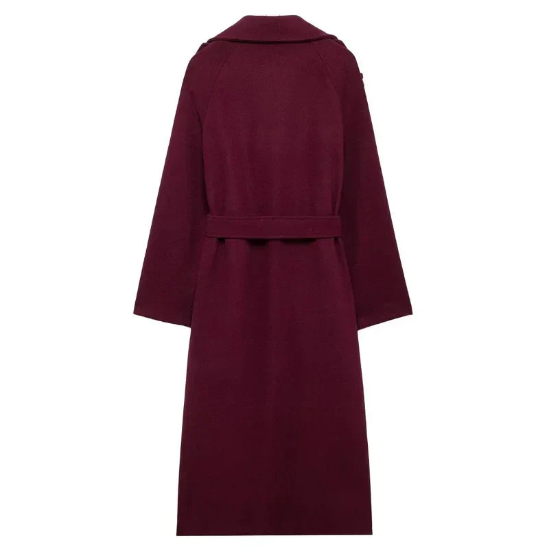 Woolen Classic Coat Burgundy