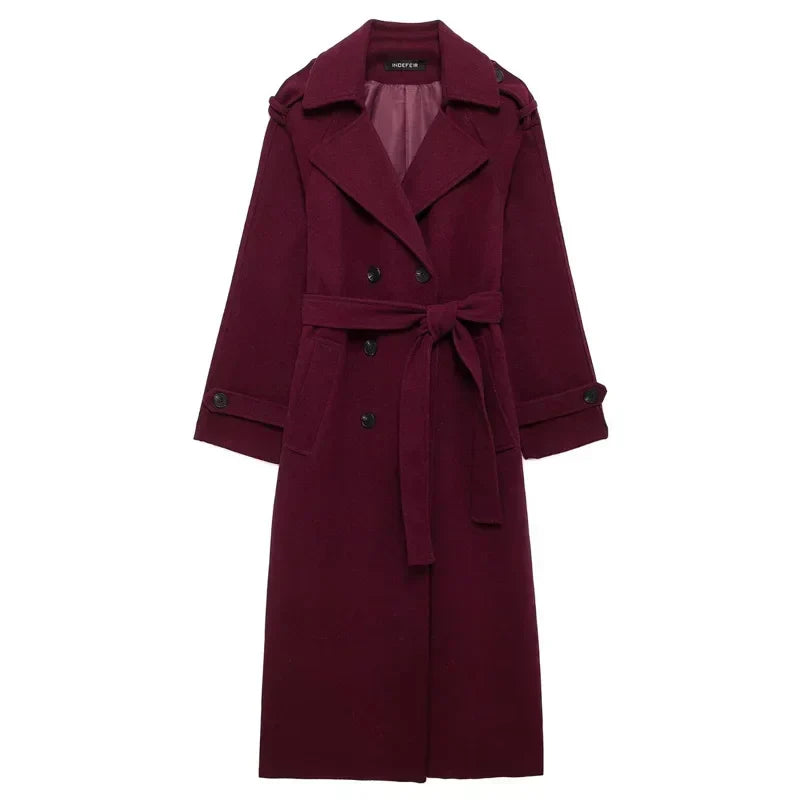 Woolen Classic Coat Burgundy