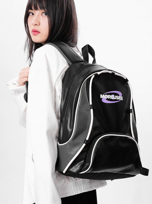 Piping Stitch Leather Pc Backpack