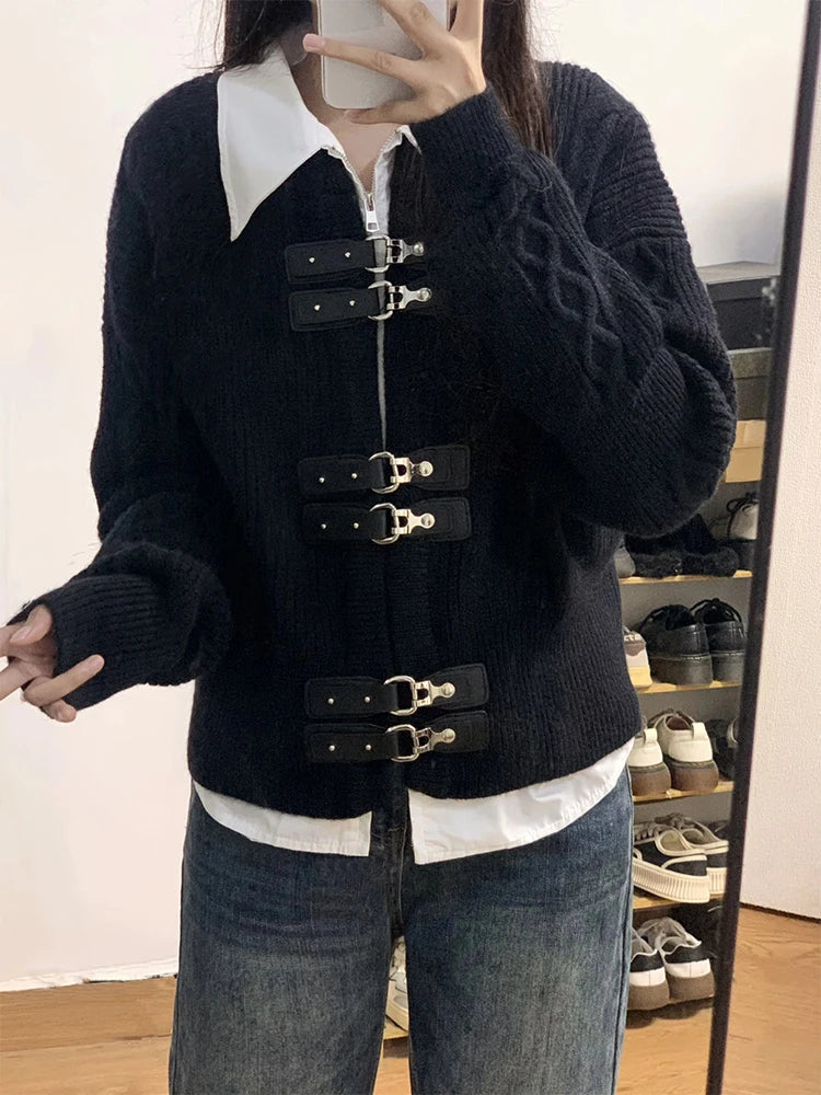 Gothic Knitted Cardigan Black