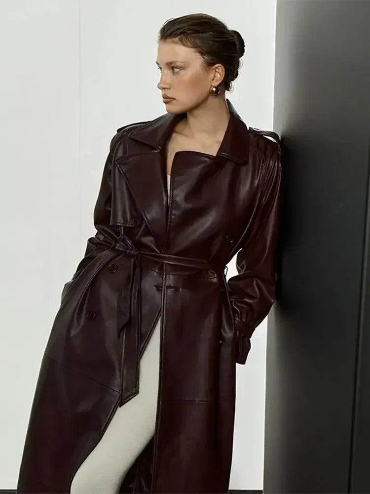 Leather Coat Burgundy