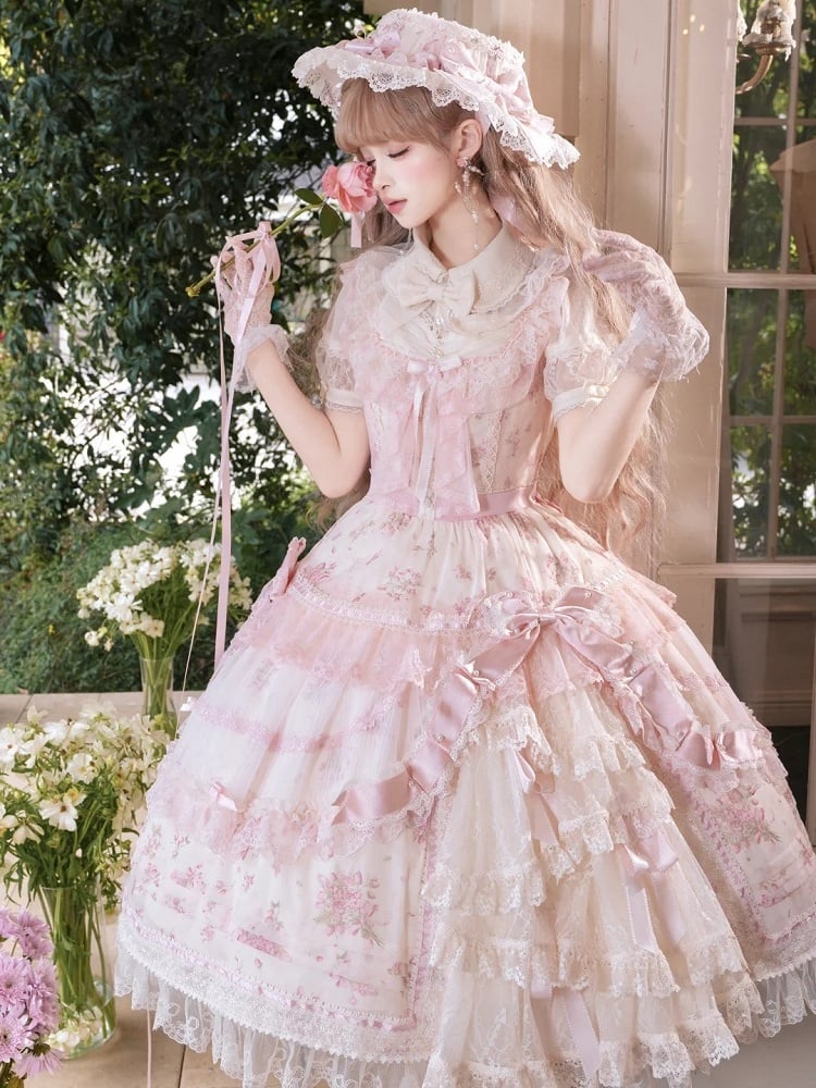 [pre-order Deadline: May 8] Sweet Lace Ribbon Layered Ruffle Blouse