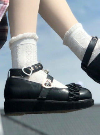 Nya Kokoro Lolita Retro Soft Girl Round Toe Shoes