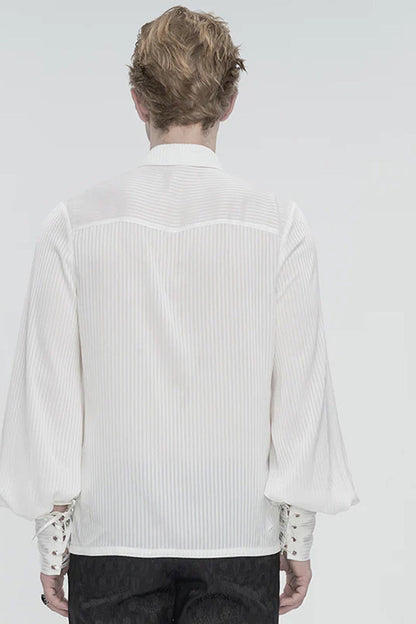 White Puff Sleeved Ruffled Lace Splice Gothic Shirt