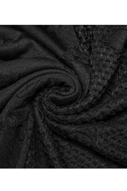 Black Punk Ripped Knit Mesh Surface Splicing Detachable Ring Sleeve Webbing Hooded T-shirt