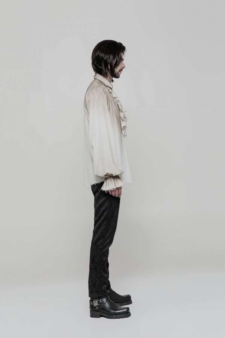 Long Sleeves Ruched Lace-up Steampunk Blouse 2 Colors