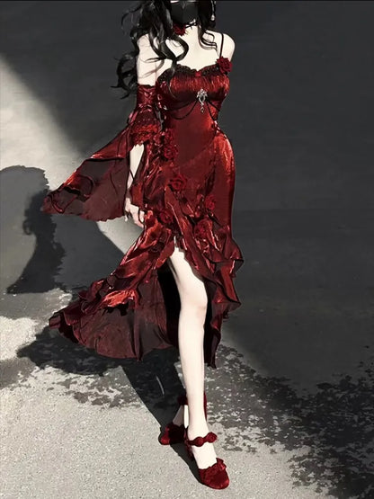 [pre-order] Amour Rose Burgundy Wizard of Oz Selena Purple Mermaid Dress Set