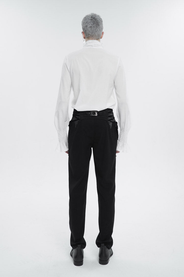 White Irregular Stand Collar Puff Sleeved Ruffled Gothic Shirt