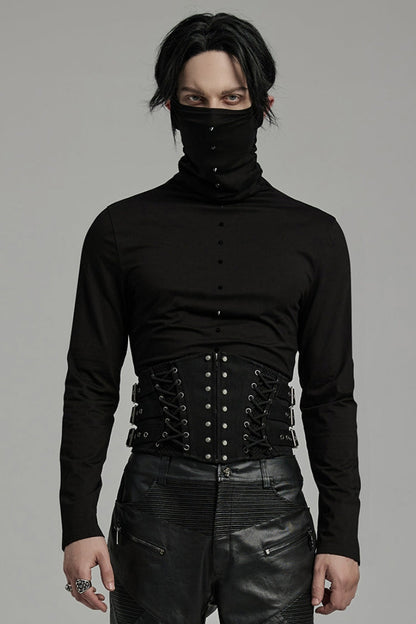 Black Multi-buckles Studded Lace-up Punk Girdle