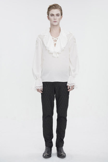 White Ruffled Collar Puff Sleeved Gothic Shirt