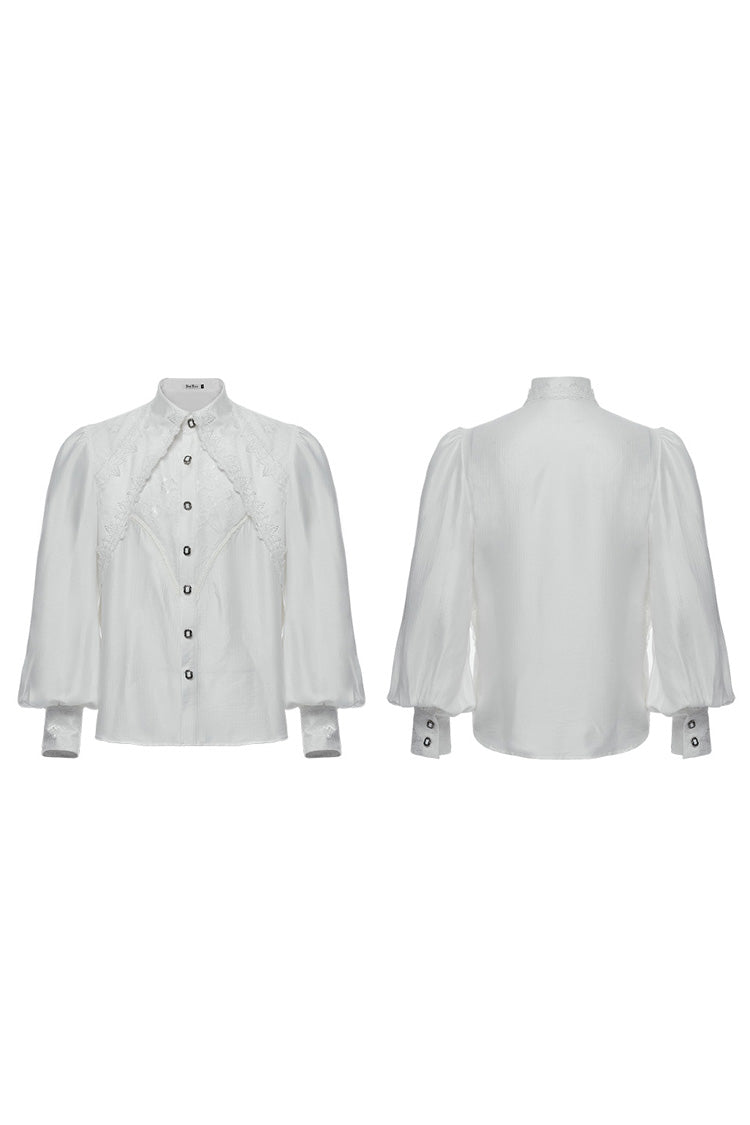 White Long Puff Sleeves Lace Gothic Blouse