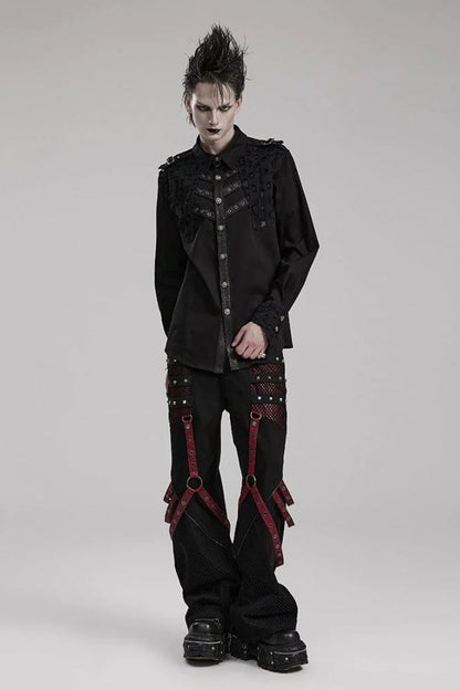 Black Hollow Hole Stitching Steampunk Blouse