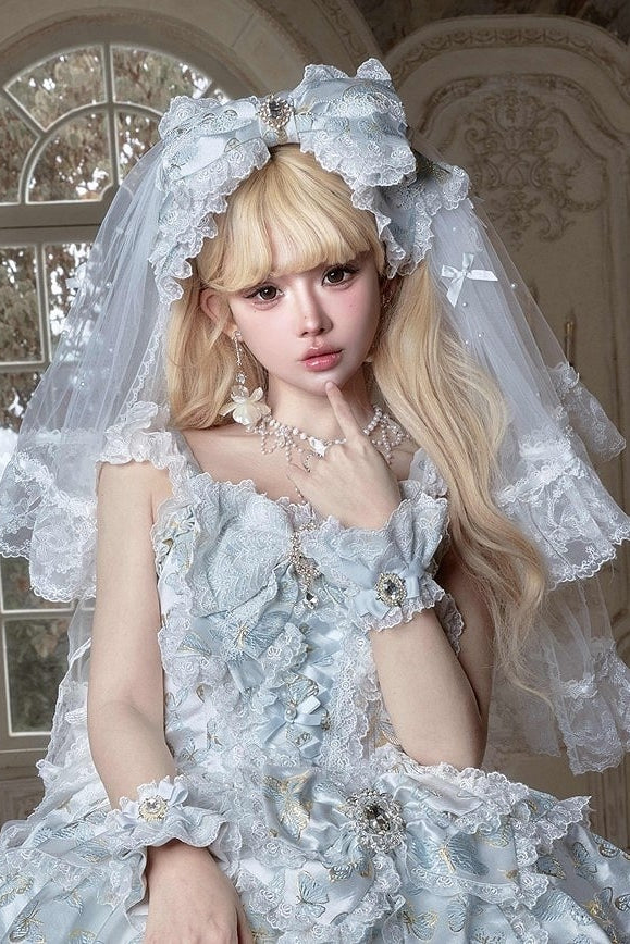 [pre-order Deadline: May 13] Blue/white/light Green Butterfly Fantasy Dress + Complete Set
