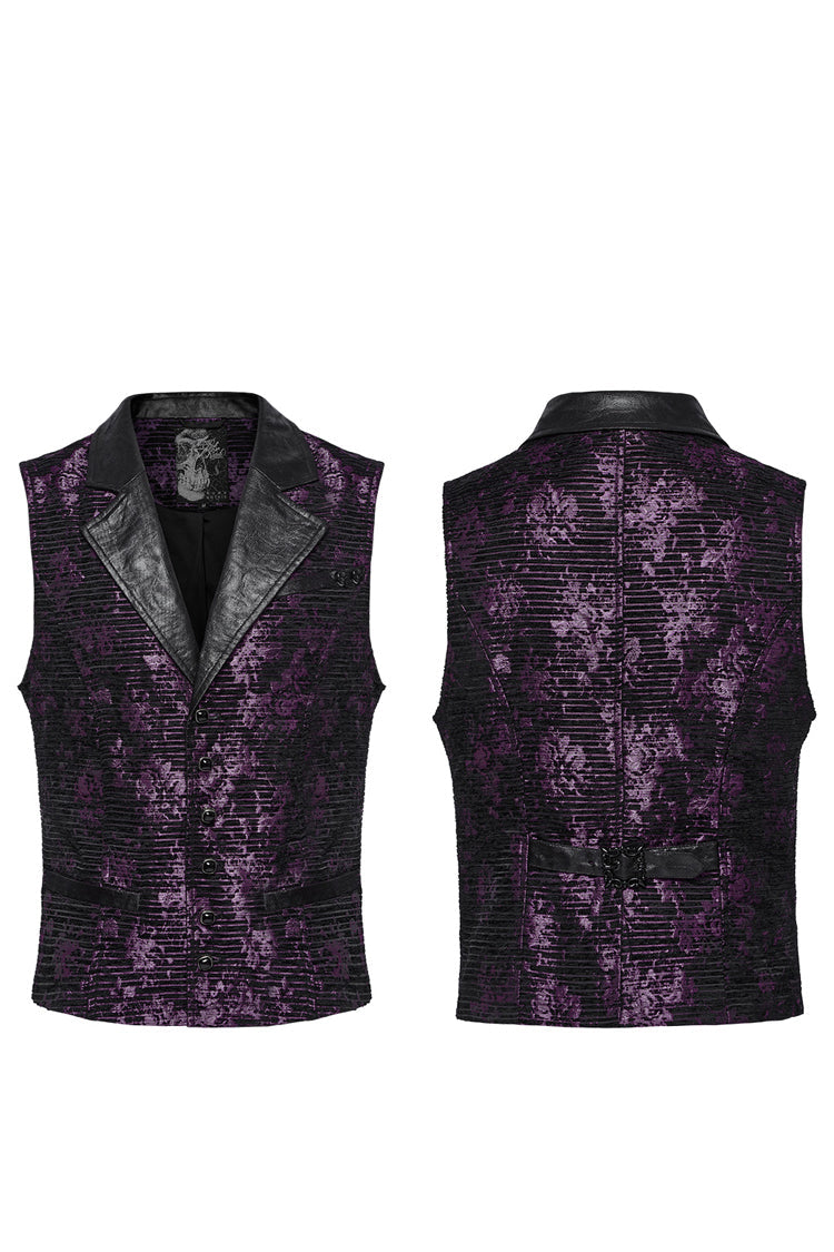 Violet V Collar Sleeveless Print Skull Buckle Gothic Vest