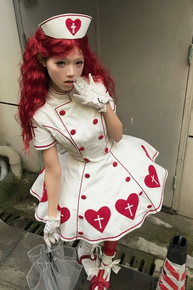 [pre-order Deadline: May 4] Heart Cross Nurse Cosplay Lolita Dress