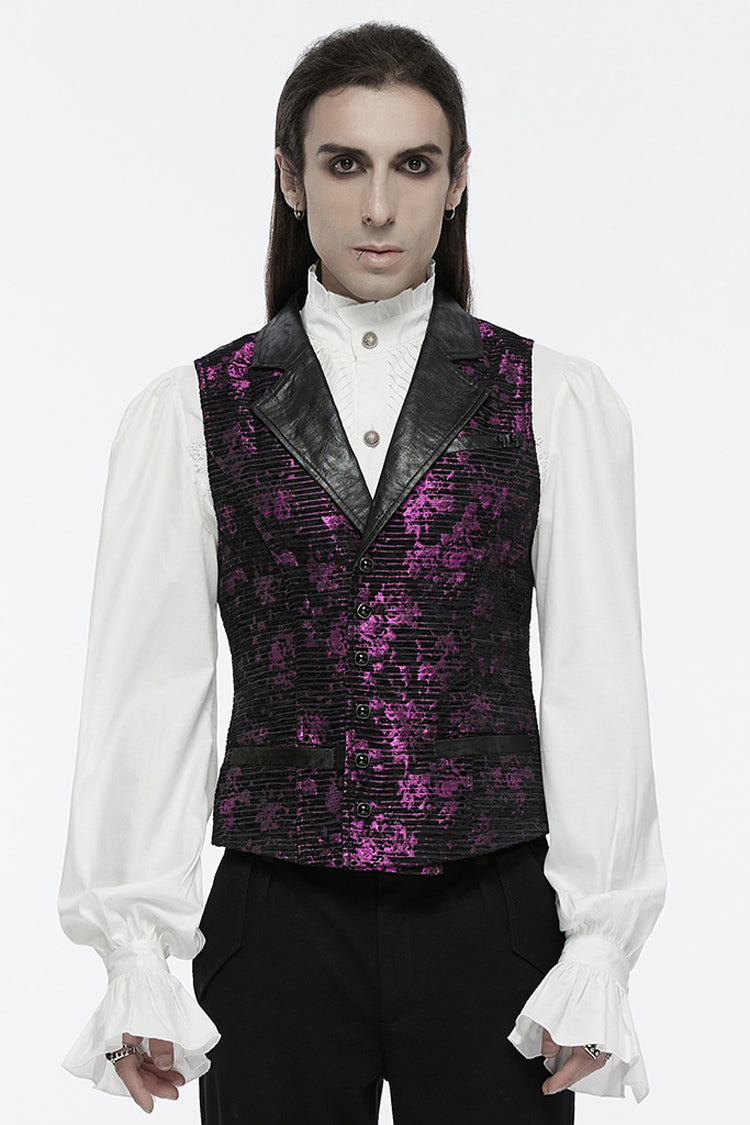Violet V Collar Sleeveless Print Skull Buckle Gothic Vest