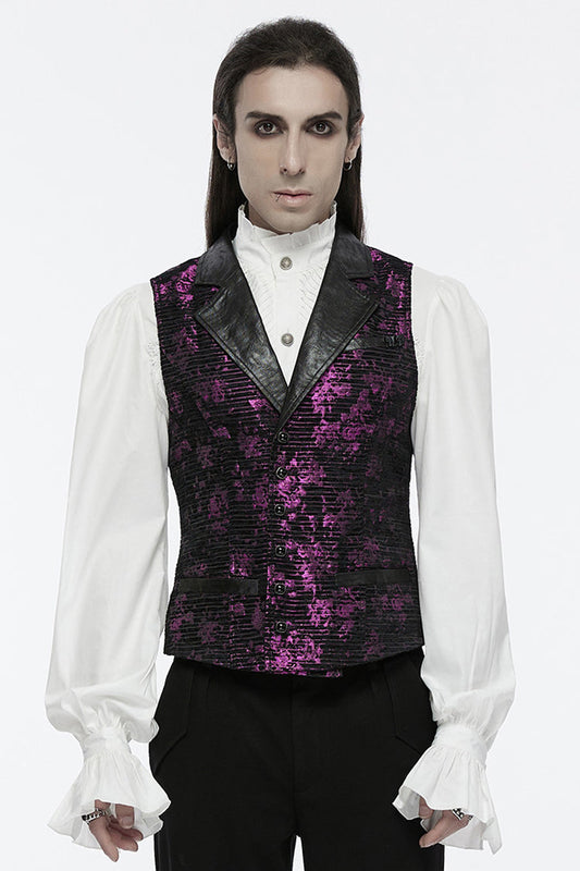 Violet V Collar Sleeveless Print Skull Buckle Gothic Vest