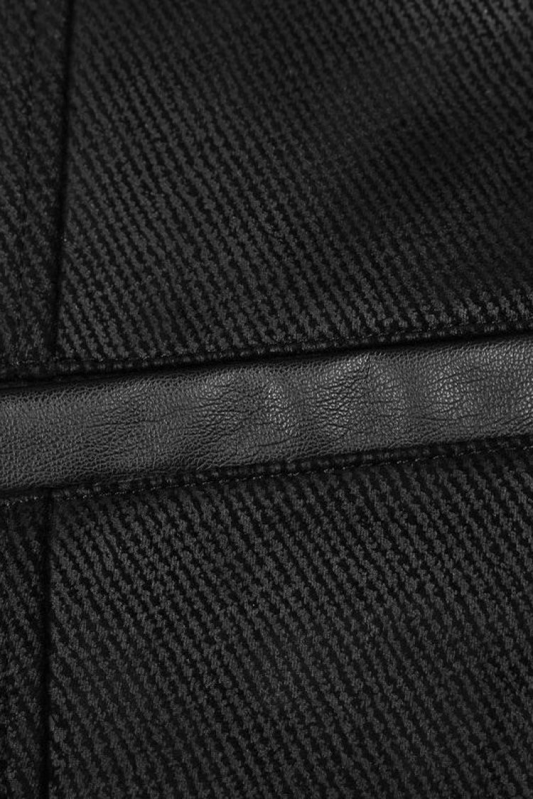 Black Sleeveless Print Stitching Metal Button Steampunk Vest