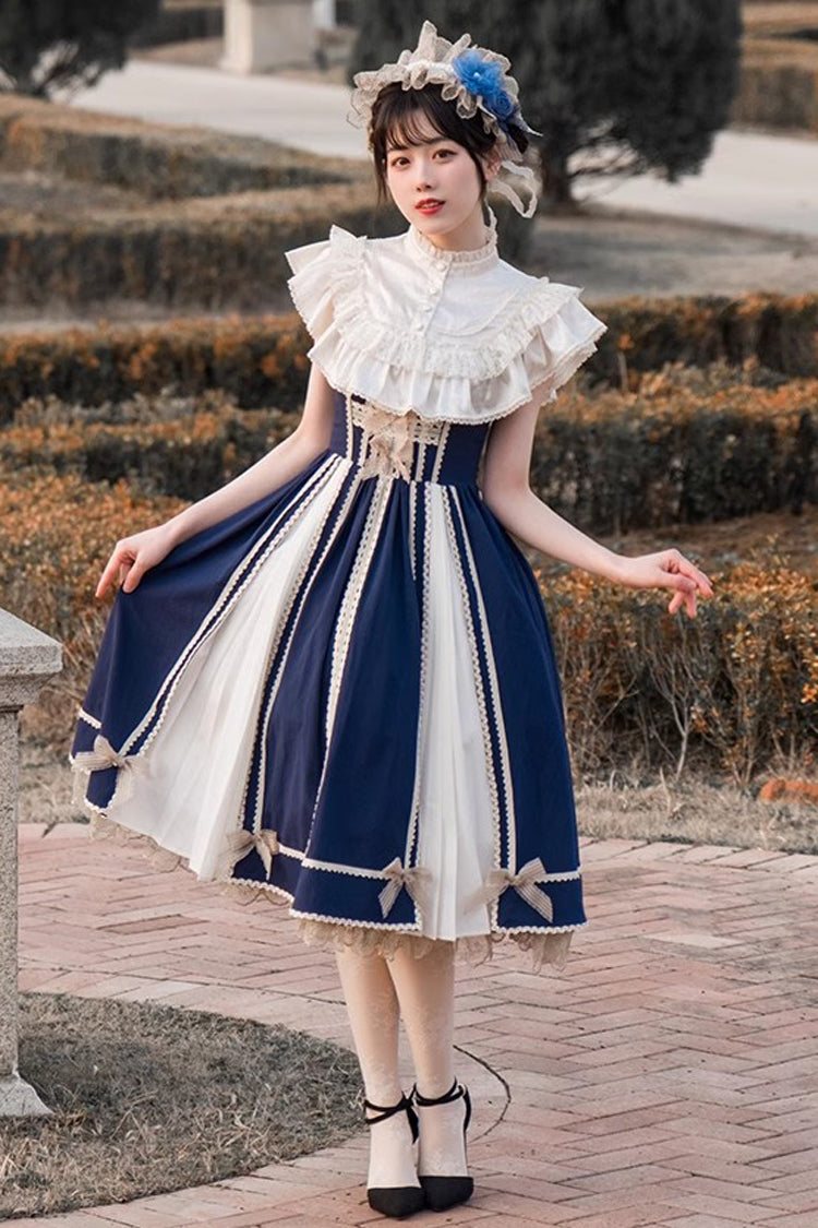 Blue/white Color Contrast Sleeveless Classic Lolita Dress