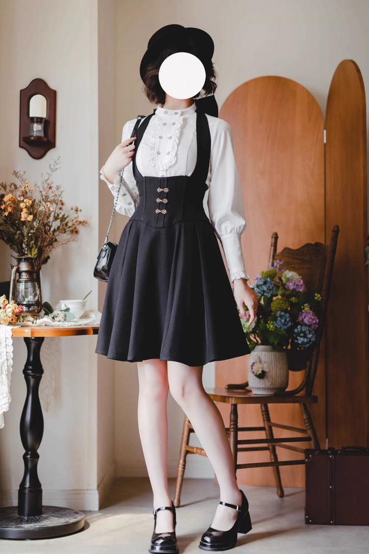 Classic Halterneck Sleeveless Ruffled Fishbone Lolita Dress 3 Colors