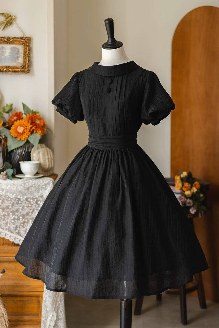 Black [forest Gallery] High Collar Short Lantern Sleeves Pastoral Style Classic Lolita Dress