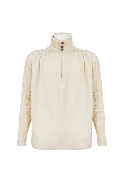 Stand Collar Ruched Gothic Shirt