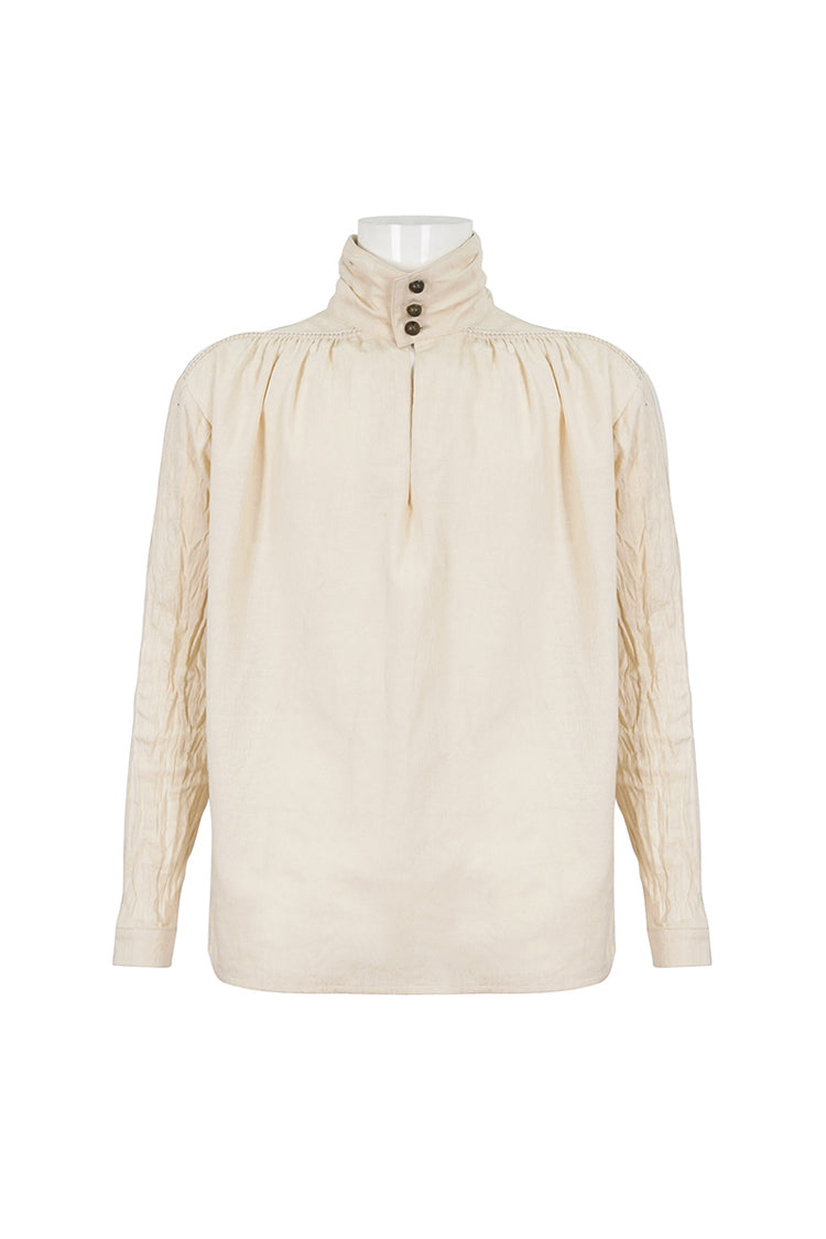 Stand Collar Ruched Gothic Shirt