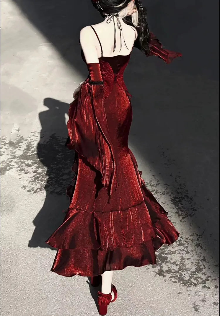 [pre-order] Amour Rose Burgundy Wizard of Oz Selena Purple Mermaid Dress Set