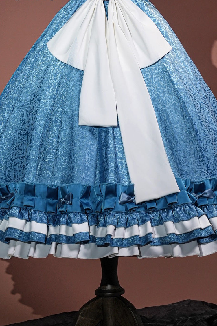 Blue [identity V Journalist Alice in Dreams] Multi-layered Ruffle Cardigan Bowknot Classic Cosplay Lolita Dress Set
