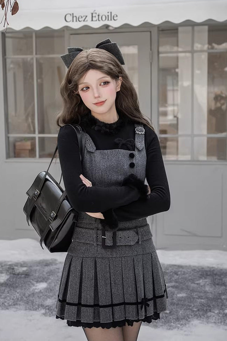Grey [letters & Poems · Grace] Ruffled Daily Classic Lolita Jsk Dress 2 Versions