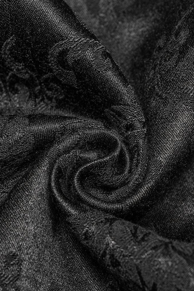 Black Lapel Collar Multi-layer Print Ruffle Lace Gothic Vest