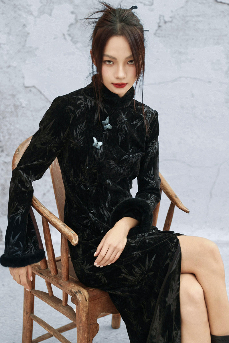Bamboo Leaf Cheongsam Dress