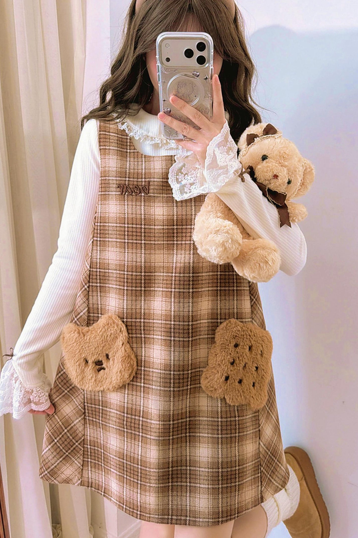 Sweet Caramel Plaid Dress