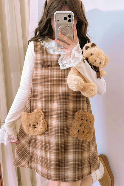 Sweet Caramel Plaid Dress