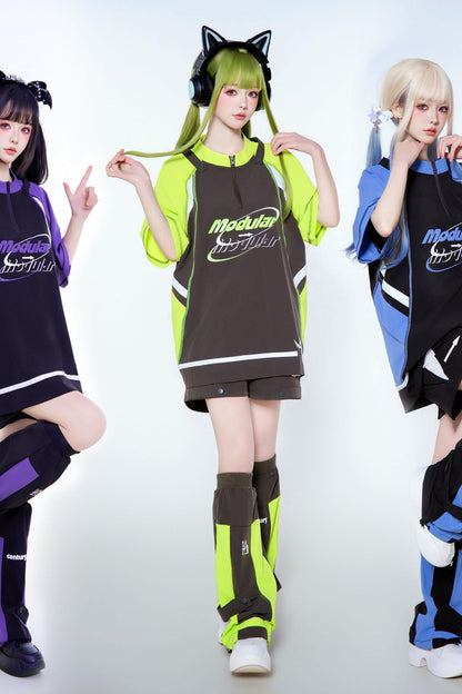 Pre-order Item: Y2k Subculture Cyber T-shirt + Shorts + Leg Covers