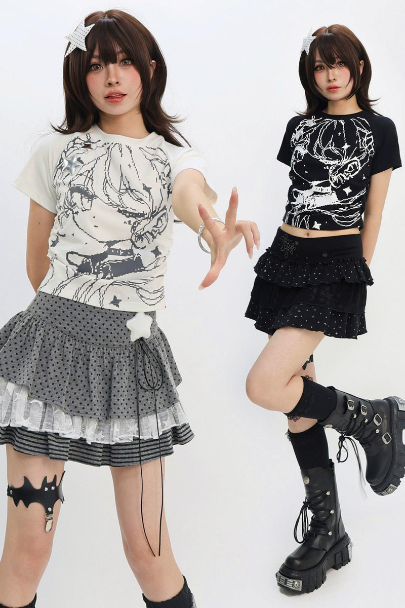 Pixel Girl Y2k Cropped T-shirt