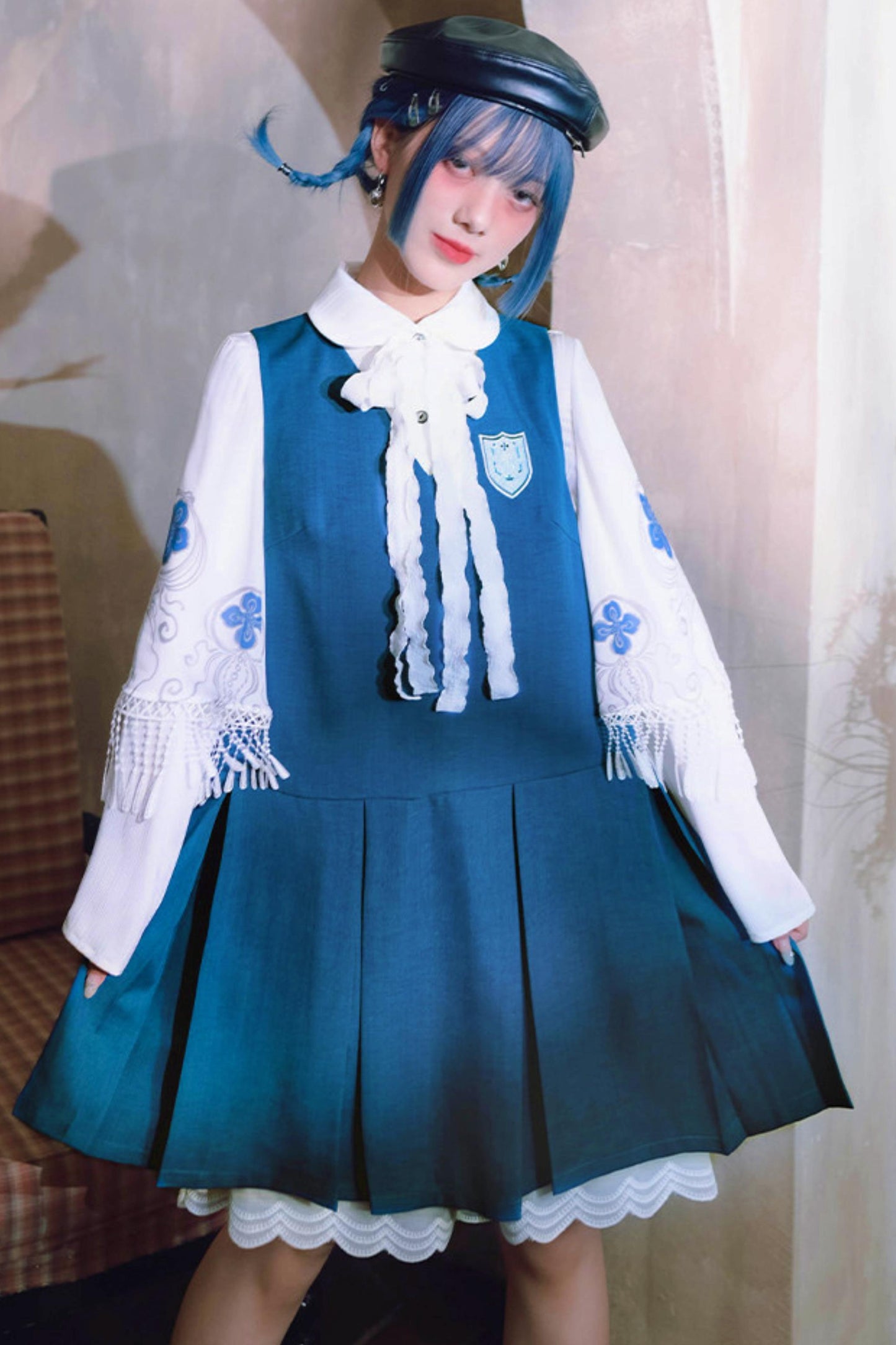 Blue Tears Lace Vest Dress