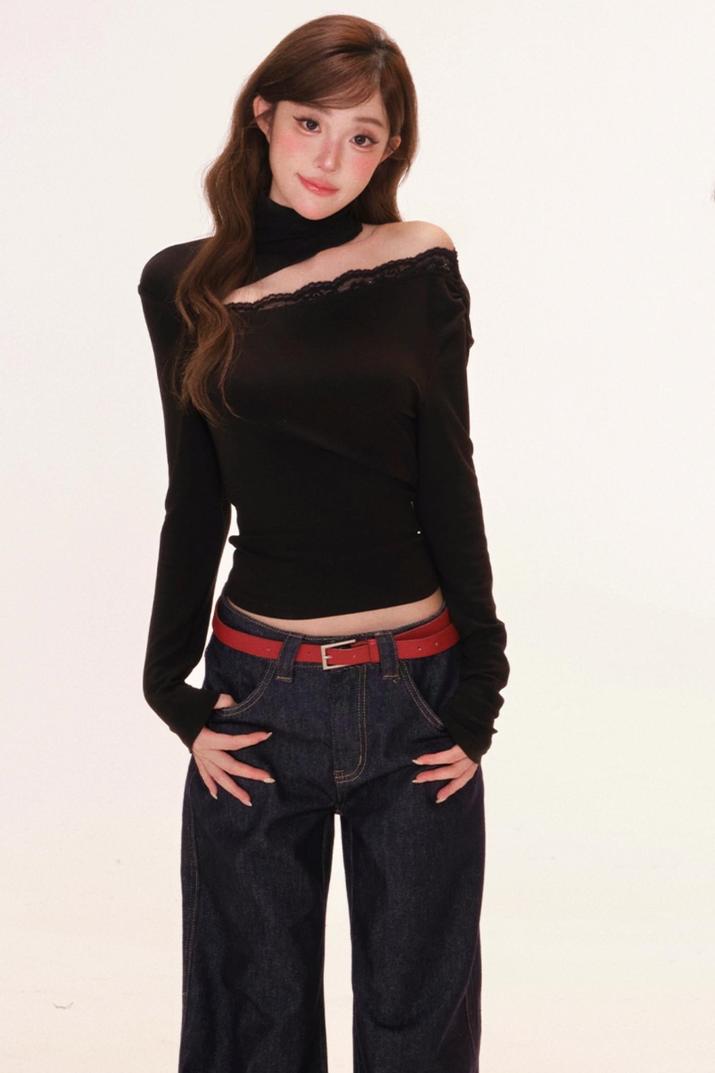 Cut Out Design One Shoulder Slim Top
