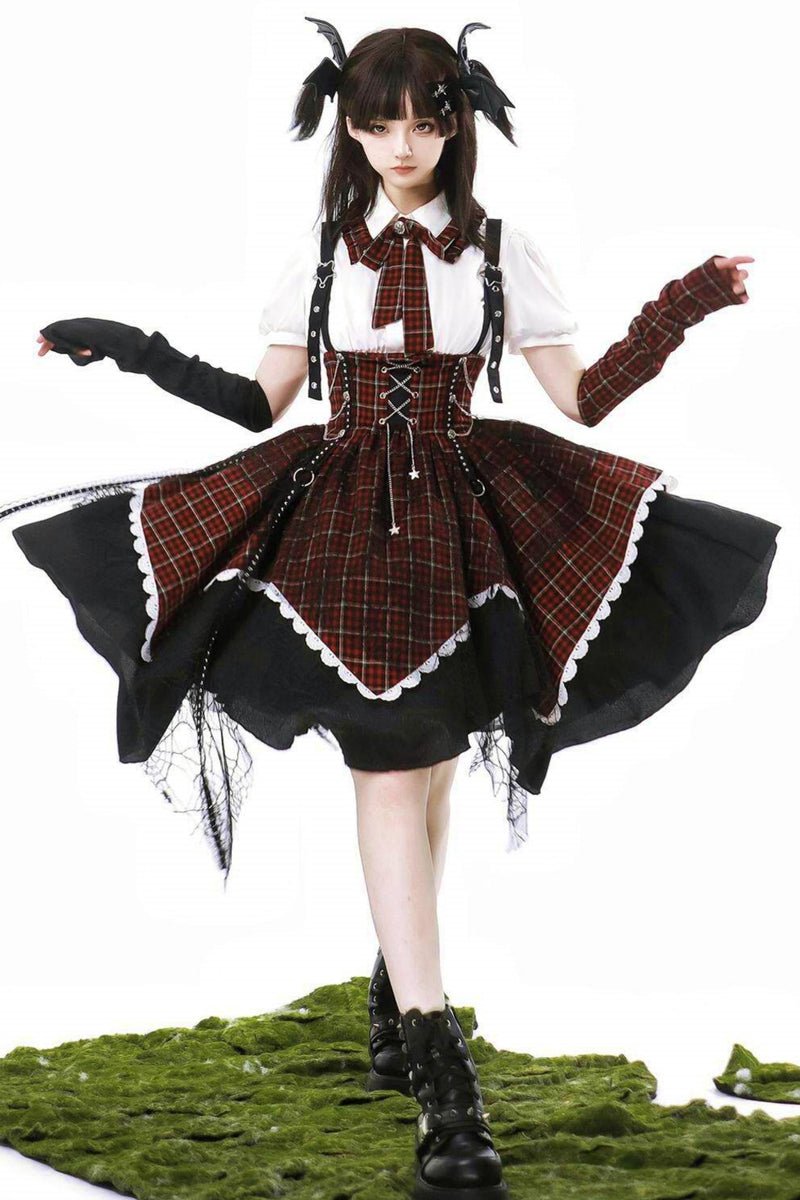 Gothic Academy Idol Lolita Strap Skirt + Shirt + Sleeves