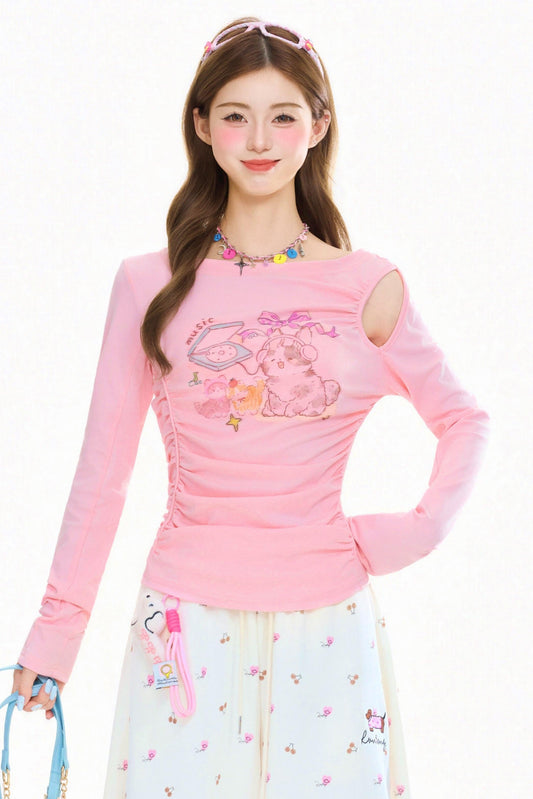 Sweet Cat Print Top