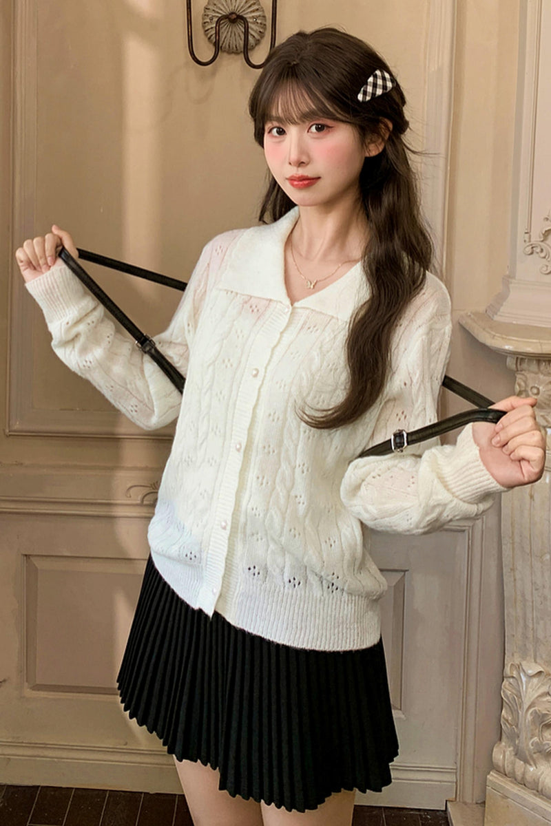 Sweet Girly Hollow Knit Cardigan