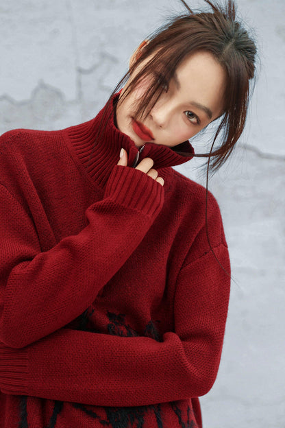Maroon Zipper Sweater